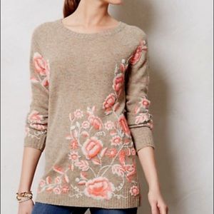 Long Floral Knit Tunic Sweater